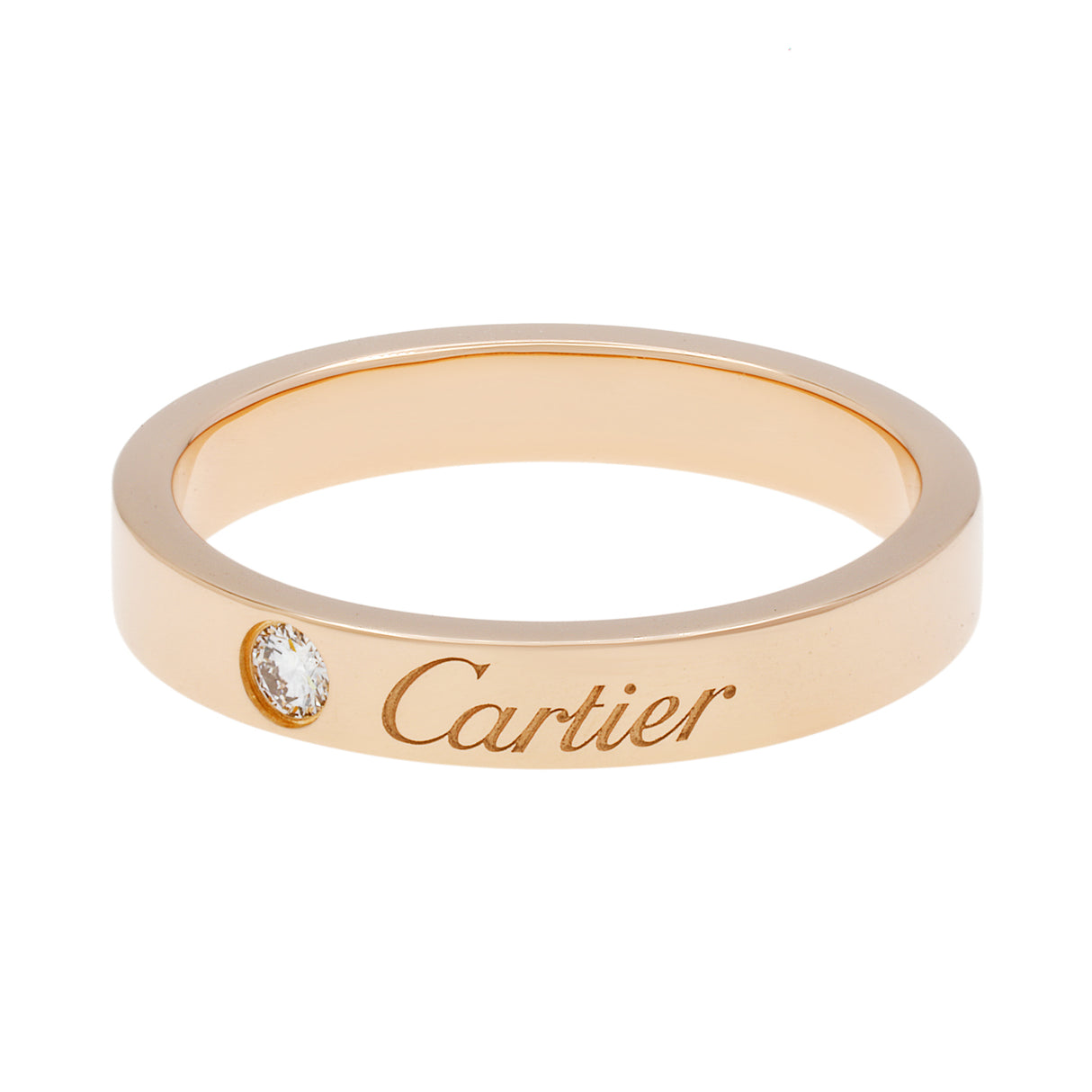 Cartier 18K Rose Gold Diamond C de Cartier Wedding Band Ring Designer Jewellery Cartier
