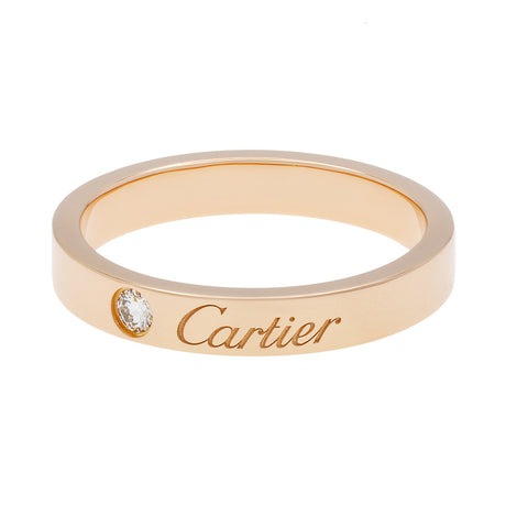 Cartier 18K Rose Gold Diamond C de Cartier Wedding Band Ring Designer Jewellery Cartier
