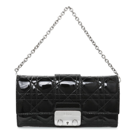 Christian Dior Black Patent Cannage Miss Dior Chain Wallet Handbags Christian Dior