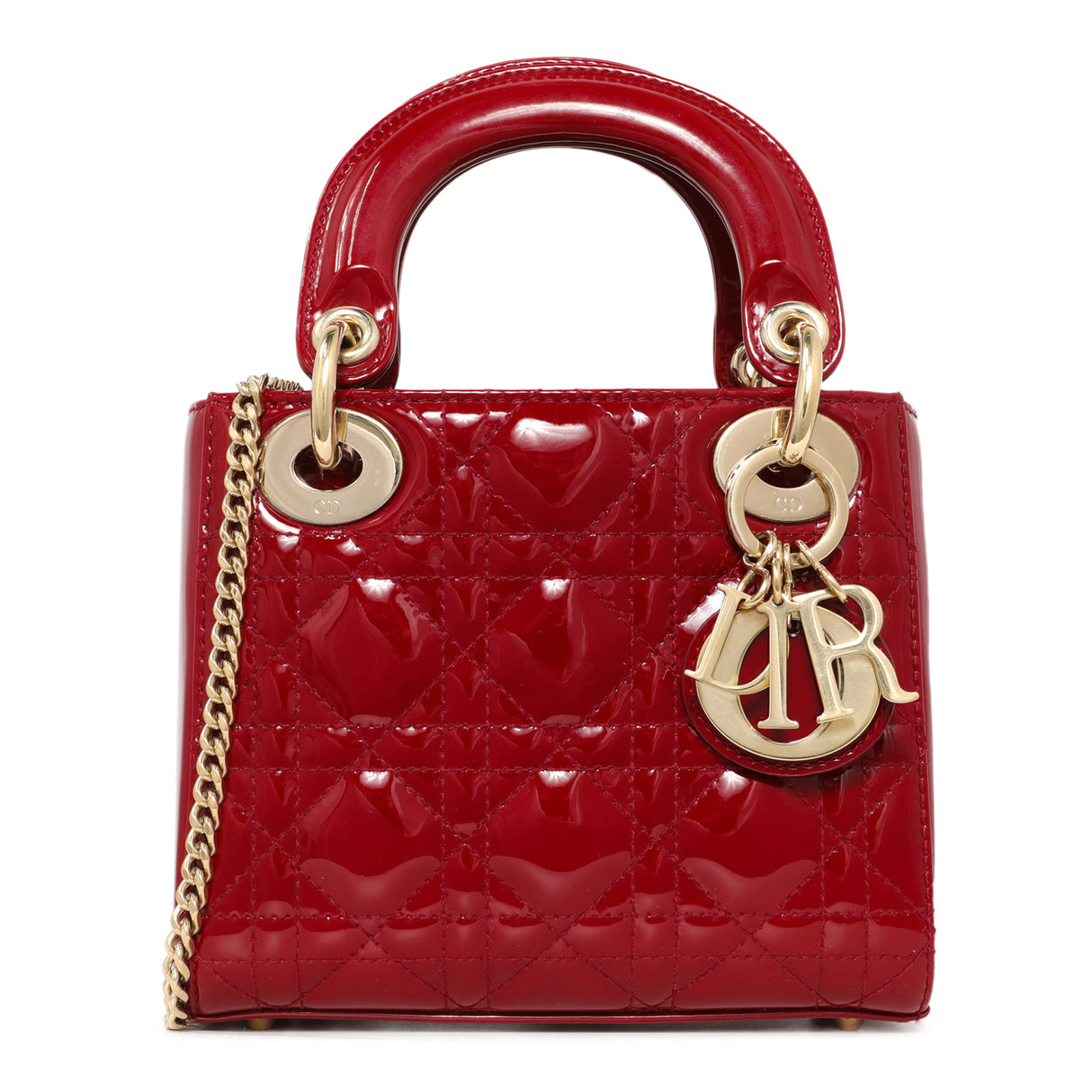 Christian Dior Red Patent Cannage Mini Lady Dior