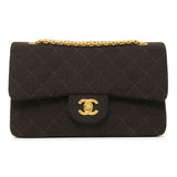 Chanel Brown Quilted Jersey Small Double Flap