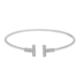 Tiffany & Co. 18K White Gold Diamond T Wire Bracelet