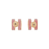 Hermes Rose Gold Pink Lacquer Pop H Earrings