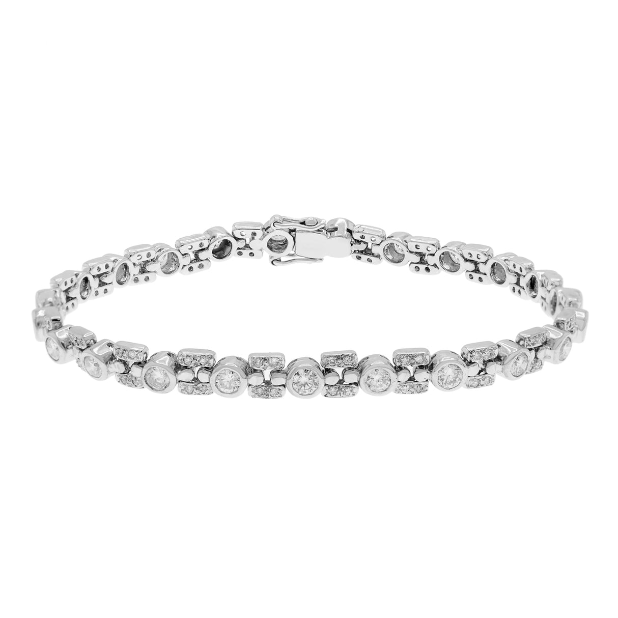 18K White Gold 2.14 Carat Diamond Gate Link Tennis Bracelet