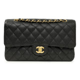 Chanel Black Quilted Caviar Medium Classic Double Flap