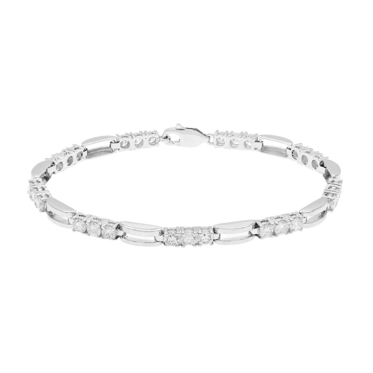 18K Solid White Gold Diamond Tennis Bracelet Fine Jewellery Modaselle