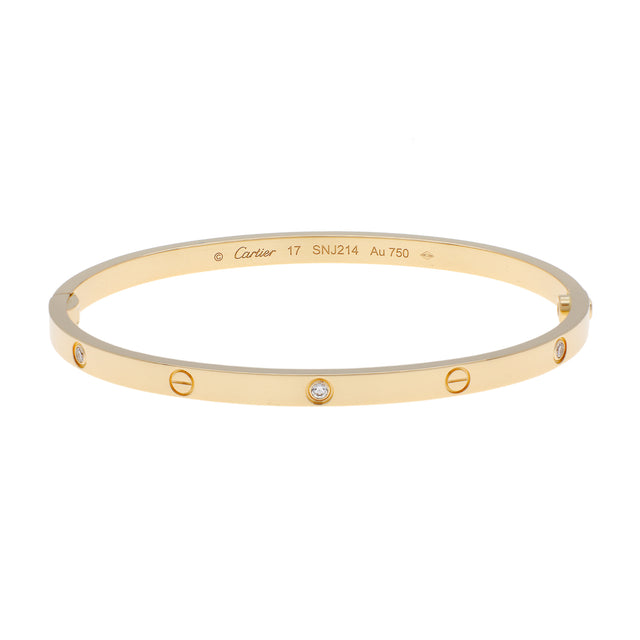 Cartier 18K Yellow Gold 6 Diamond Small Love Bracelet Designer Jewellery Cartier