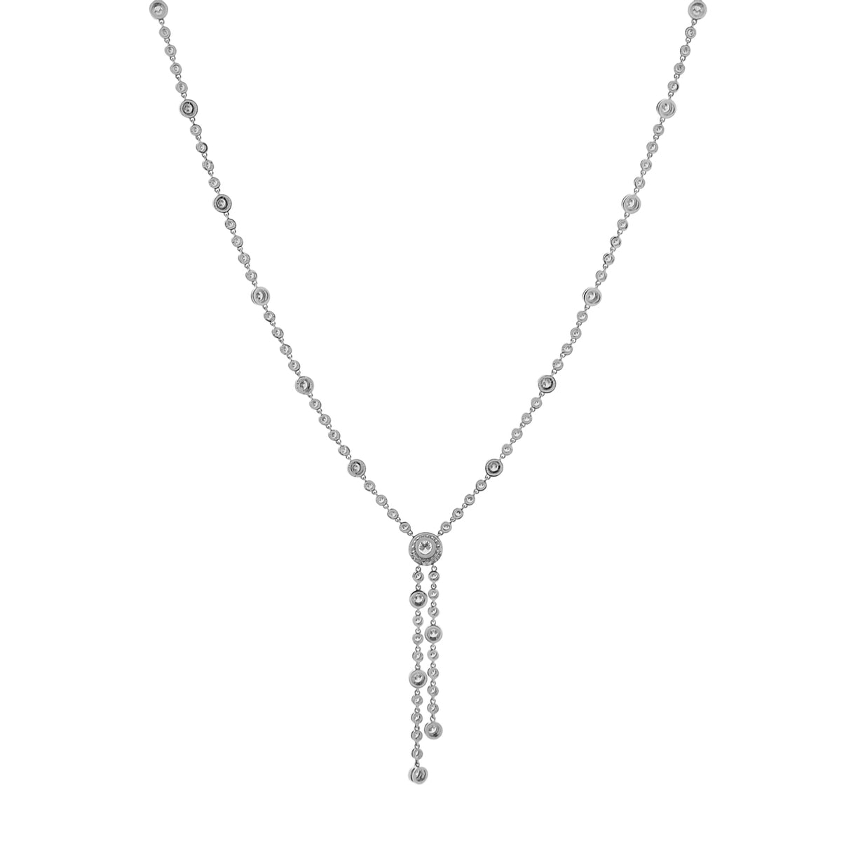 Tiffany & Co. Platinum Diamond Circlet Double Drop Necklace Designer Jewellery Tiffany and Co