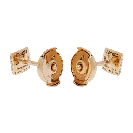 Hermes 18K Rose Gold Diamond Clou d'H Earrings Designer Jewellery Hermes