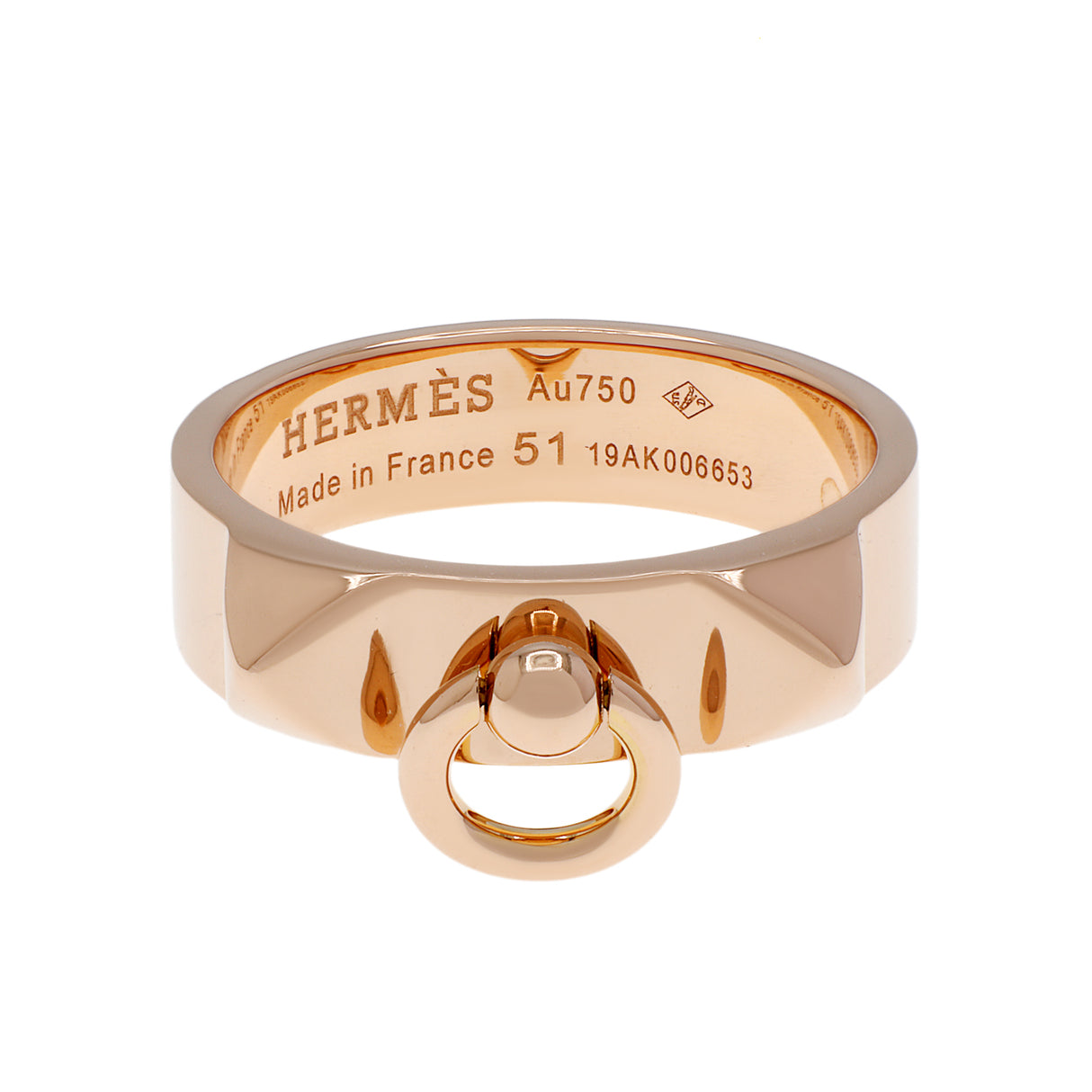 Hermes 18K Rose Gold PM Collier De Chien Ring Designer Jewellery Hermes