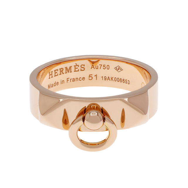 Hermes 18K Rose Gold PM Collier De Chien Ring Designer Jewellery Hermes