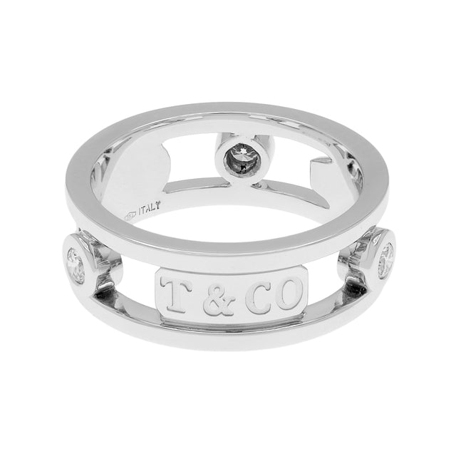 Tiffany & Co. 18K White Gold Diamond 1837 Element Ring Designer Jewellery Tiffany and Co
