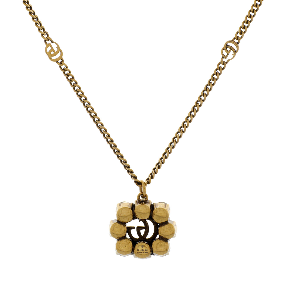 Gucci Crystal Double G Pendant Necklace