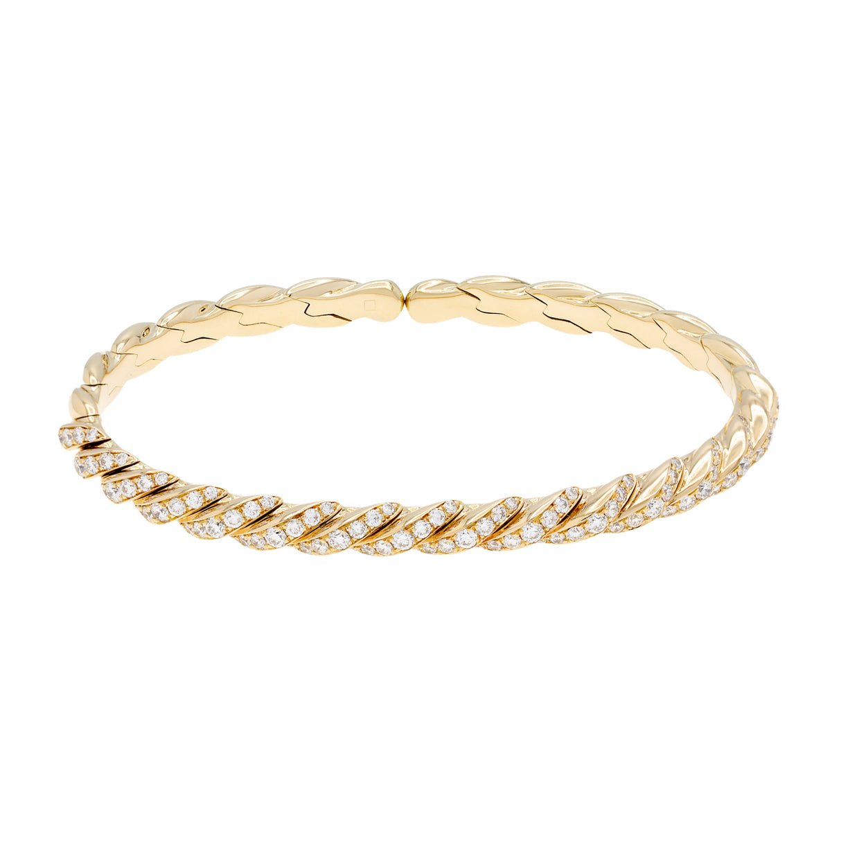 David Yurman 18K Yellow Gold Diamond 5mm Sculpted Cable Flex Bracelet Designer Jewellery David Yurman