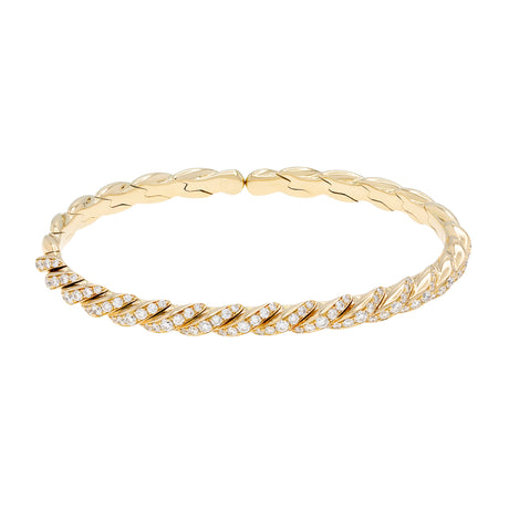 David Yurman 18K Yellow Gold Diamond 5mm Sculpted Cable Flex Bracelet Designer Jewellery David Yurman