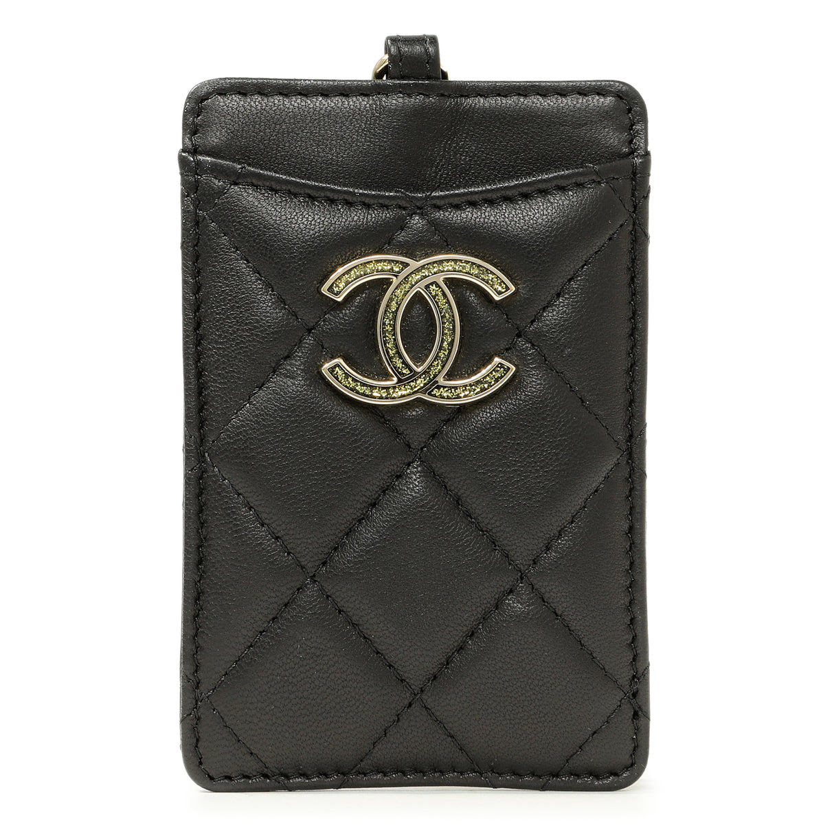 Chanel Black Quilted Lambskin Card Holder on Chain