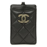 Chanel Black Quilted Lambskin Card Holder on Chain