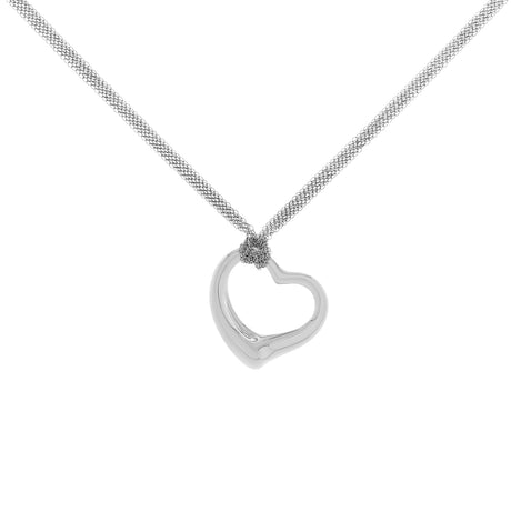 Tiffany & Co. Sterling Silver Open Heart Pendant w/ Mesh Necklace Designer Jewellery Tiffany and Co