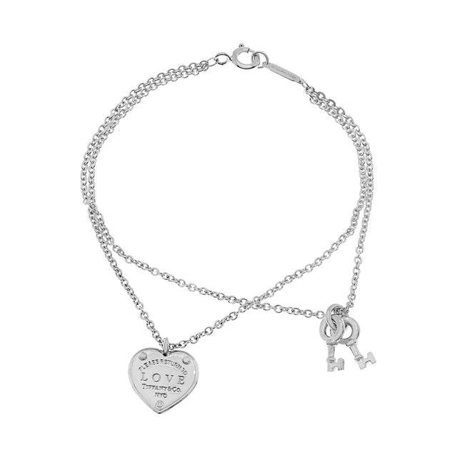 Tiffany & Co. Sterling Silver Love Heart Tag Key Bracelet Designer Jewellery Tiffany and Co