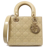 Christian Dior Beige Patent Cannage Small Lady Dior Christian Dior