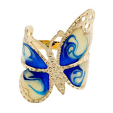 14K Gold Enamel Butterfly Ring