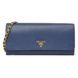 Prada Blue Saffiano Chain Wallet