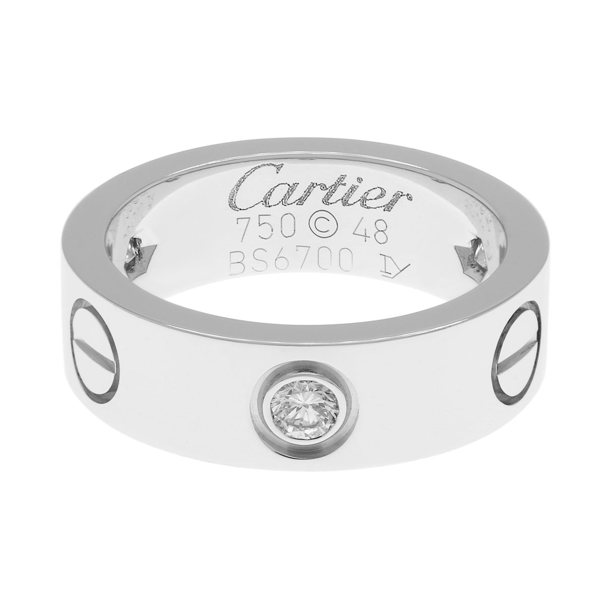 Cartier 18K White Gold 3 Diamond Love Ring