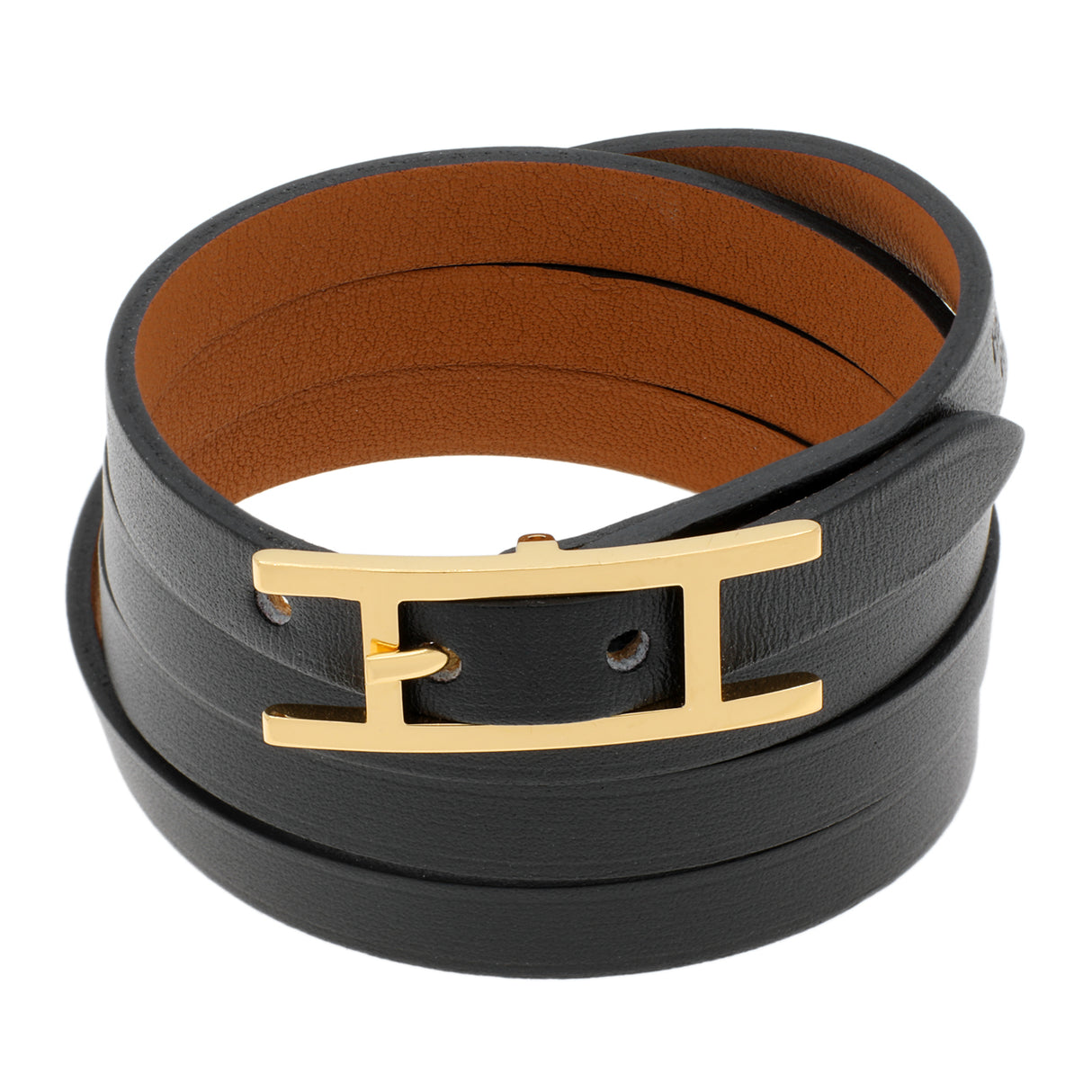 Hermes Black Chamonix Hapi 4 Tour Wrap Bracelet