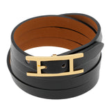 Hermes Black Chamonix Hapi 4 Tour Wrap Bracelet