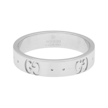 Gucci 18K White Gold Icon Band Ring Designer Jewellery Gucci
