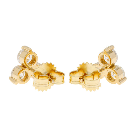 18K Yellow Gold 1.20 Carat Diamond Trefoil Cluster Earrings Fine Jewellery Modaselle
