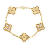 Van Cleef & Arpels 18K Yellow Gold Diamond 5 Motifs Vintage Alhambra Bracelet Designer Jewellery Van Cleef and Arpels