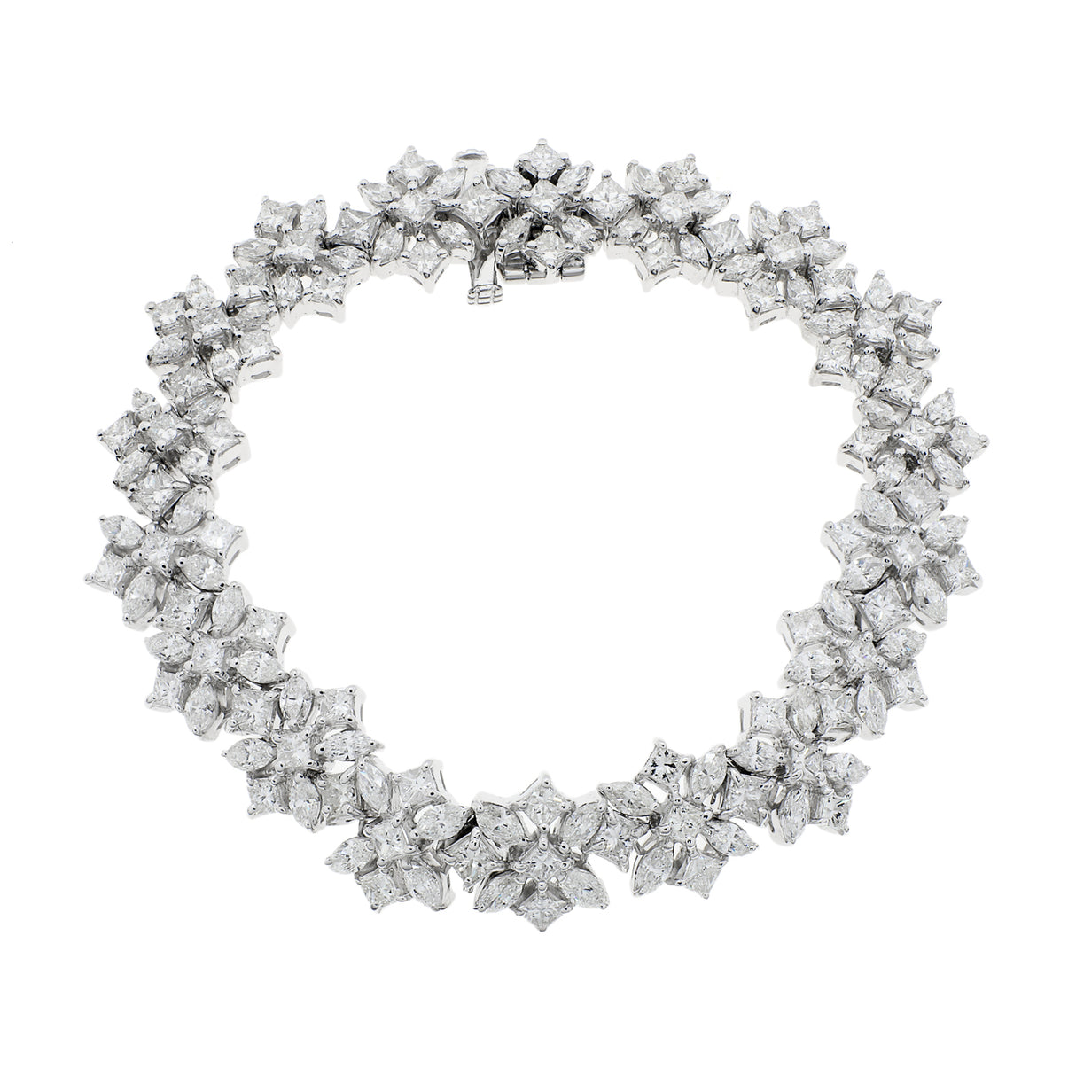 18K White Gold 13.22 Carat Diamond Quatrefoil Bracelet Fine Jewellery Modaselle