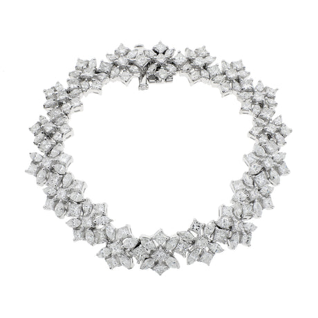 18K White Gold 13.22 Carat Diamond Quatrefoil Bracelet Fine Jewellery Modaselle