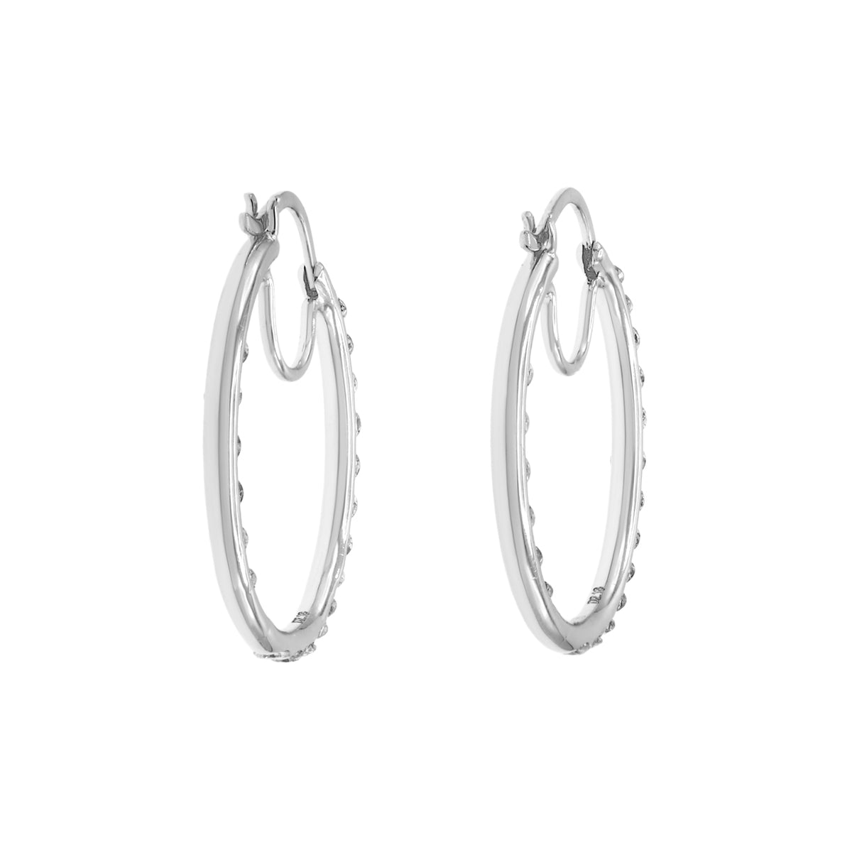 14K White Gold 2.18 Carat Diamond Hoop Earrings