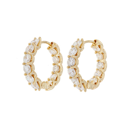 18K Yellow Gold 3.27 Carat Diamond Hoop Earrings Fine Jewellery Modaselle