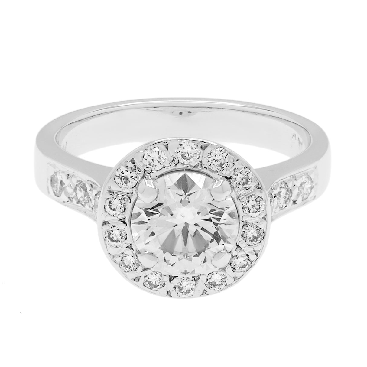 19K White Gold 0.68 Carat Diamond Halo Ring Fine Jewellery Modaselle
