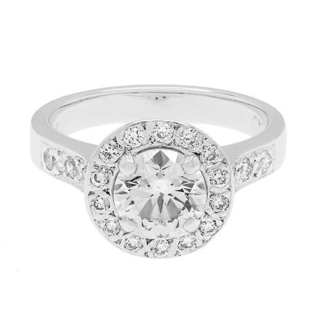 19K White Gold 0.68 Carat Diamond Halo Ring Fine Jewellery Modaselle
