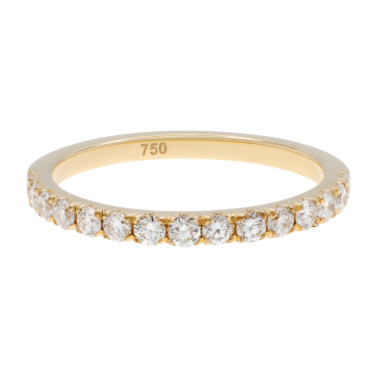 18K Yellow Gold Diamond Half Eternity Band Ring