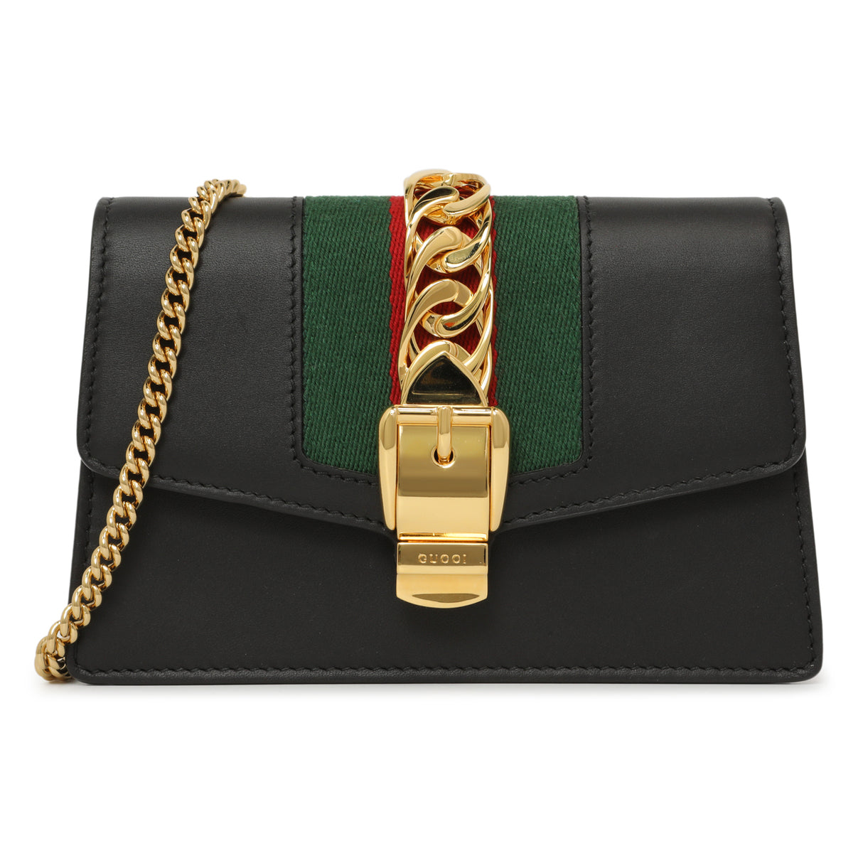 Gucci Black Calfskin Super Mini Sylvie Chain Bag