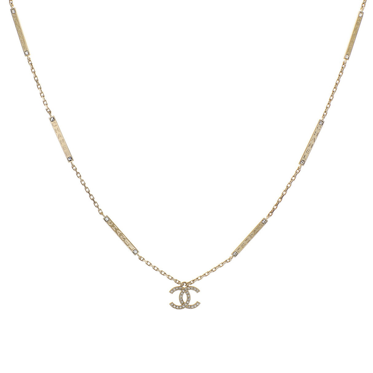 Chanel Crystal CC Pendant Necklace