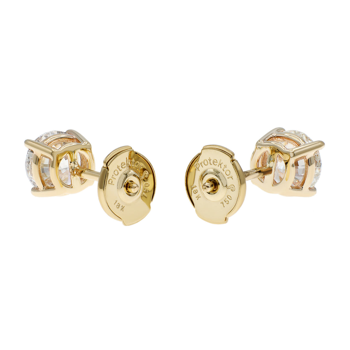 14K Yellow Gold 1.35 Carat Diamond Stud  Earrings