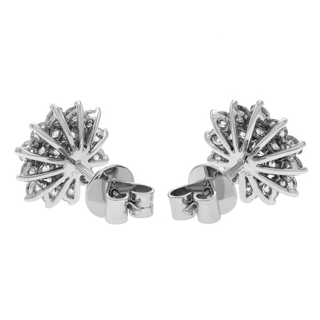 18K White Gold 2.24 Carat Cluster Diamond Earrings
