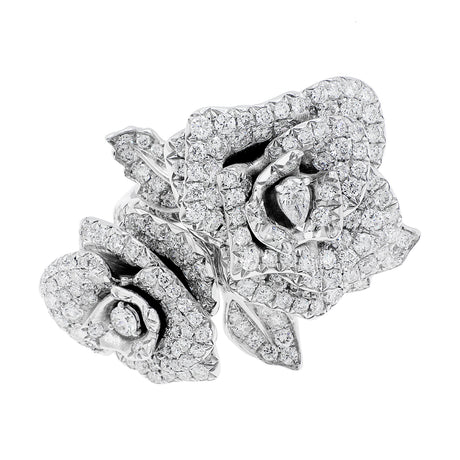 18K White Gold 4.02 Carat Diamond Rose Blossom Ring Fine Jewellery Modaselle