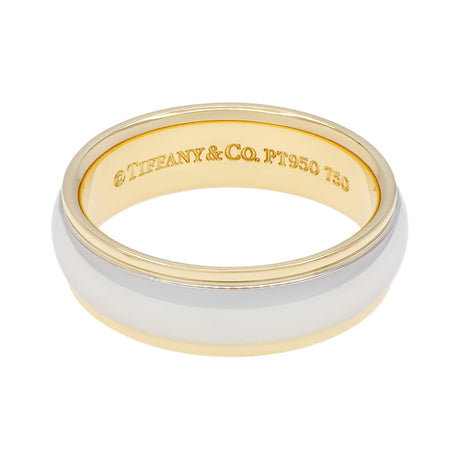 Tiffany & Co. Platinum 18K Yellow Gold 6mm Lucida Wedding Band Ring Designer Jewellery Tiffany and Co
