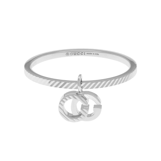 Gucci 18K White Gold GG Running Charm Ring Designer Jewellery Gucci