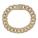 14K Yellow Gold 6.48 Carat Pave Curb Link Bracelet