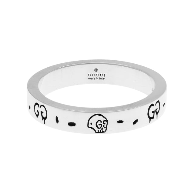 Gucci Sterling Silver GucciGhost Hamlet Skull Band Ring Designer Jewellery Gucci