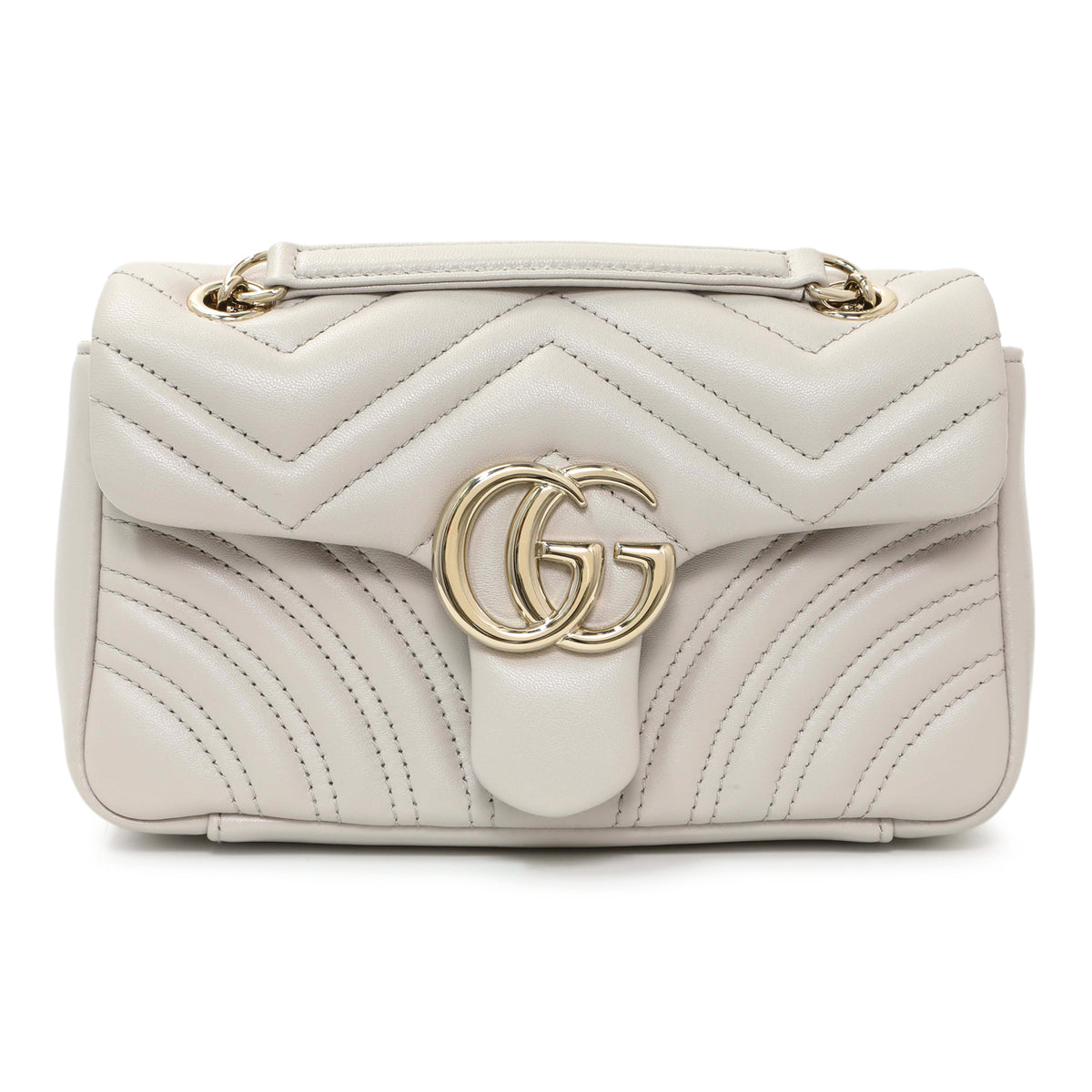 Gucci Light Grey Lambskin GG Marmont Small Shoulder Bag Handbags Gucci