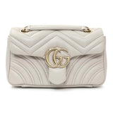 Gucci Light Grey Lambskin GG Marmont Small Shoulder Bag Handbags Gucci